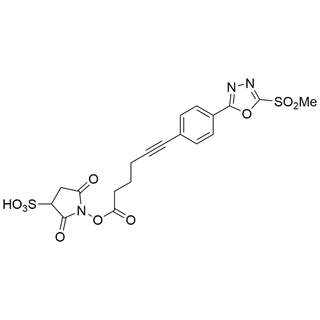 ((6-(4-(5-(methylsulfonyl)-1,3,4-oxadiazol-2-yl)phenyl)hex-5-ynoyl)oxy)-Sulfo-NHS