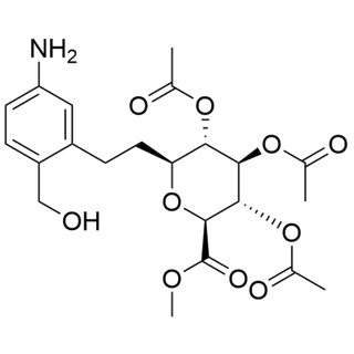 (2S,3S,4R,5S,6S)-2-(5-amino-2-(hydroxymethyl)phenethyl)-6-(methoxycarbonyl)tetrahydro-2H-pyran-3,4,5-triyl triacetate