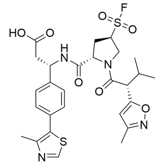 (S)-3-((2S,4R)-4-(fluorosulfonyl)-1-((R)-3-methyl-2-(3-methylisoxazol-5-yl)butanoyl)pyrrolidine-2-carboxamido)-3-(4-(4-methylthiazol-5-yl)phenyl)propanoic acid