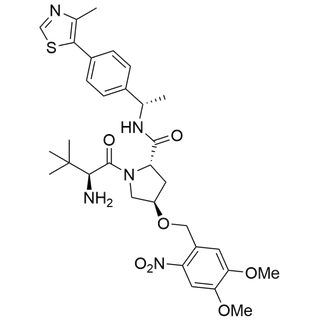(2S,4R)-1-((S)-2-amino-3,3-dimethylbutanoyl)-4-((4,5-dimethoxy-2-nitrobenzyl)oxy)-N-((S)-1-(4-(4-methylthiazol-5-yl)phenyl)ethyl)pyrrolidine-2-carboxamide