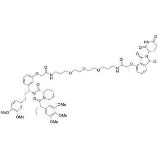 (1R)-3-(3,4-dimethoxyphenyl)-1-(3-((19-((2-(2,6-dioxopiperidin-3-yl)-1,3-dioxoisoindolin-4-yl)oxy)-2,18-dioxo-7,10,13-trioxa-3,17-diazanonadecyl)oxy)phenyl)propyl (2S)-1-((S)-2-(3,4,5-trimethoxyphenyl)butanoyl)piperidine-2-carboxylate