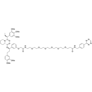 (R)-1-(3-((1-(4-(1,2,4,5-tetrazin-3-yl)phenyl)-3,25-dioxo-6,9,12,15,18,21-hexaoxa-2,24-diazahexacosan-26-yl)oxy)phenyl)-3-(3,4-dimethoxyphenyl)propyl (S)-1-((S)-2-(3,4,5-trimethoxyphenyl)butanoyl)piperidine-2-carboxylate