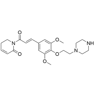 (E)-1-(3-(3,5-dimethoxy-4-(2-(piperazin-1-yl)ethoxy)phenyl)acryloyl)-5,6-dihydropyridin-2(1H)-one