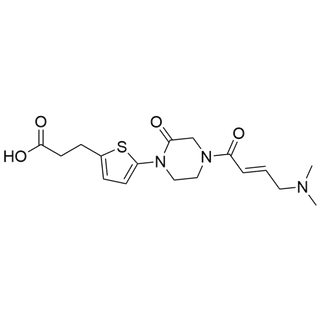 (E)-3-(5-(4-(4-(dimethylamino)but-2-enoyl)-2-oxopiperazin-1-yl)thiophen-2-yl)propanoic acid