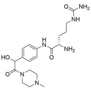 (2S)-2-amino-N-(4-(1-hydroxy-2-(4-methylpiperazin-1-yl)-2-oxoethyl)phenyl)-5-ureidopentanamide