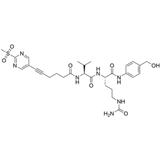 6-(2-(methylsulfonyl)pyrimidin-5-yl)hex-5-ynoic-Val-Cit-PAB