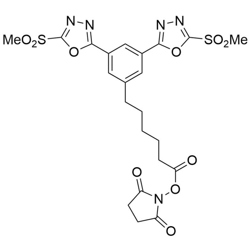 6-(3,5-bis(5-(methylsulfonyl)-1,3,4-oxadiazol-2-yl)phenyl)hexanoate-NHS