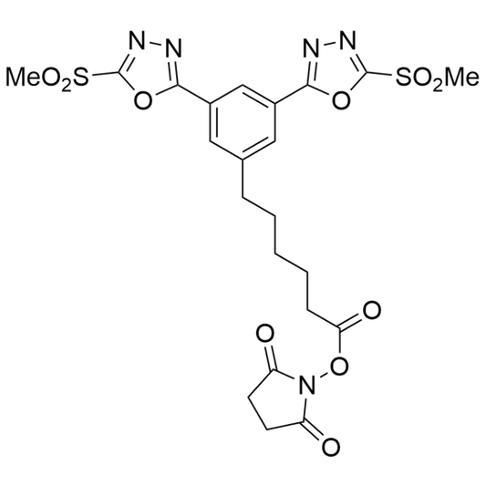 6-(3,5-bis(5-(methylsulfonyl)-1,3,4-oxadiazol-2-yl)phenyl)hexanoate-NHS