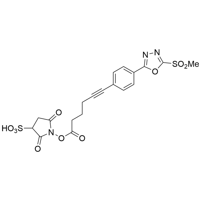((6-(4-(5-(methylsulfonyl)-1,3,4-oxadiazol-2-yl)phenyl)hex-5-ynoyl)oxy)-Sulfo-NHS