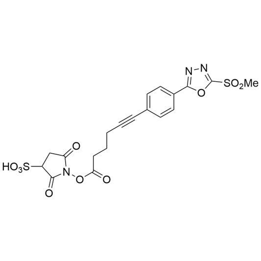 ((6-(4-(5-(methylsulfonyl)-1,3,4-oxadiazol-2-yl)phenyl)hex-5-ynoyl)oxy)-Sulfo-NHS