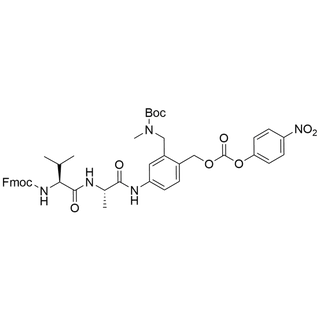 tert-butyl (5-((S)-2-((S)-2-((((9H-fluoren-9-yl)methoxy)carbonyl)amino)-3-methylbutanamido)propanamido)-2-((((4-nitrophenoxy)carbonyl)oxy)methyl)benzyl)(methyl)carbamate