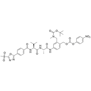 tert-butyl methyl(5-((S)-2-((S)-3-methyl-2-(4-(5-(methylsulfonyl)-1,3,4-oxadiazol-2-yl)benzamido)butanamido)propanamido)-2-((((4-nitrophenoxy)carbonyl)oxy)methyl)benzyl)carbamate