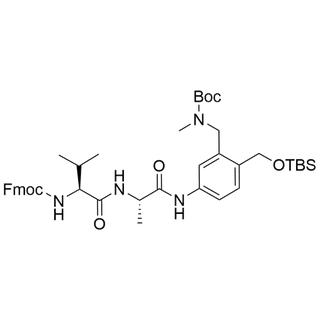 tert-butyl (5-((S)-2-((S)-2-((((9H-fluoren-9-yl)methoxy)carbonyl)amino)-3-methylbutanamido)propanamido)-2-(((tert-butyldimethylsilyl)oxy)methyl)benzyl)(methyl)carbamate