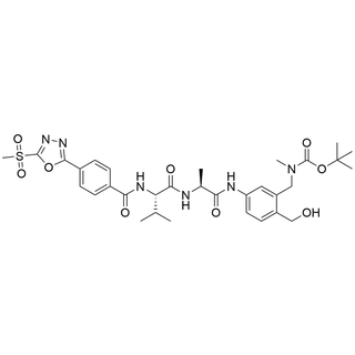 tert-butyl (2-(hydroxymethyl)-5-((S)-2-((S)-3-methyl-2-(4-(5-(methylsulfonyl)-1,3,4-oxadiazol-2-yl)benzamido)butanamido)propanamido)benzyl)(methyl)carbamate