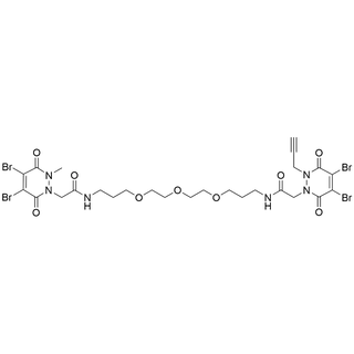 2-(4,5-dibromo-2-methyl-3,6-dioxo-3,6-dihydropyridazin-1(2H)-yl)-N-(1-(4,5-dibromo-3,6-dioxo-2-(prop-2-yn-1-yl)-3,6-dihydropyridazin-1(2H)-yl)-2-oxo-7,10,13-trioxa-3-azahexadecan-16-yl)acetamide