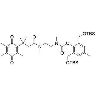 2,6-bis(((tert-butyldimethylsilyl)oxy)methyl)-4-methylphenyl (2-(N,3-dimethyl-3-(2,4,5-trimethyl-3,6-dioxocyclohexa-1,4-dien-1-yl)butanamido)ethyl)(methyl)carbamate