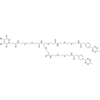 2-(dibromopyridazinediones-N-methyl-N'-propanamido-PEG2-amido)-1,3-bis(methyltetrazine-CONH-PEG2-amido-ethoxy)propane