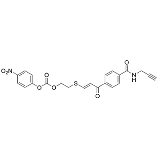(E/Z)-4-nitrophenyl (2-((3-oxo-3-(4-(prop-2-yn-1-ylcarbamoyl)phenyl)prop-1-en-1-yl)thio)ethyl) carbonate