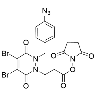 2,5-dioxopyrrolidin-1-yl 3-(2-(4-azidobenzyl)-4,5-dibromo-3,6-dioxo-3,6-dihydropyridazin-1(2H)-yl)propanoate