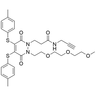 3-(2-(2-(2-(2-methoxyethoxy)ethoxy)ethyl)-3,6-dioxo-4,5-bis(p-tolylthio)-3,6-dihydropyridazin-1(2H)-yl)-N-(prop-2-yn-1-yl)propanamide