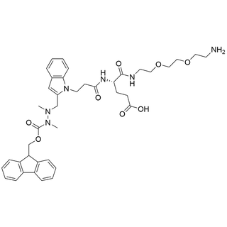 (S)-4-(3-(2-((2-(((9H-fluoren-9-yl)methoxy)carbonyl)-1,2-dimethylhydrazineyl)methyl)-1H-indol-1-yl)propanamido)-5-((2-(2-(2-aminoethoxy)ethoxy)ethyl)amino)-5-oxopentanoic acid