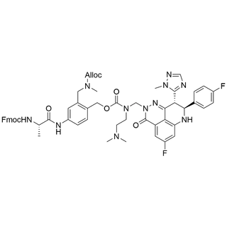 allyl (5-((S)-2-((((9H-fluoren-9-yl)methoxy)carbonyl)amino)propanamido)-2-((((2-(dimethylamino)ethyl)(((8S,9R)-5-fluoro-8-(4-fluorophenyl)-9-(1-methyl-1H-1,2,4-triazol-5-yl)-3-oxo-8,9-dihydro-3H-pyrido[4,3,2-de]..