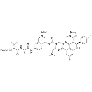 allyl (5-((S)-2-((S)-2-((((9H-fluoren-9-yl)methoxy)carbonyl)amino)-3-methylbutanamido)propanamido)-2-((((2-(dimethylamino)ethyl)(((8S,9R)-5-fluoro-8-(4-fluorophenyl)-9-(1-methyl-1H-1,2,4-triazol-5-yl)-3-oxo-8,9-..