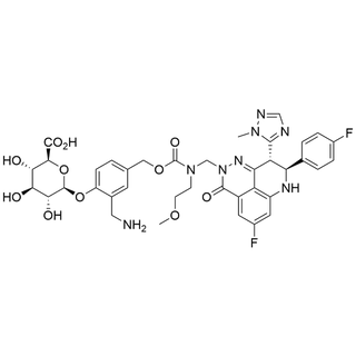 (2S,3S,4S,5R,6S)-6-(2-(aminomethyl)-4-((((((8S,9R)-5-fluoro-8-(4-fluorophenyl)-9-(1-methyl-1H-1,2,4-triazol-5-yl)-3-oxo-8,9-dihydro-3H-pyrido[4,3,2-de]phthalazin-2(7H)-yl)methyl)(2-methoxyethyl)carbamoyl)oxy)methyl)..