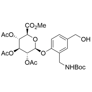 (2S,3R,4S,5S,6S)-2-(2-(((tert-butoxycarbonyl)amino)methyl)-4-(hydroxymethyl)phenoxy)-6-(methoxycarbonyl)tetrahydro-2H-pyran-3,4,5-triyl triacetate