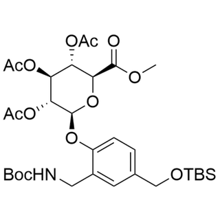 (2S,3R,4S,5S,6S)-2-(2-(((tert-butoxycarbonyl)amino)methyl)-4-(((tert-butyldimethylsilyl)oxy)methyl)phenoxy)-6-(methoxycarbonyl)tetrahydro-2H-pyran-3,4,5-triyl triacetate