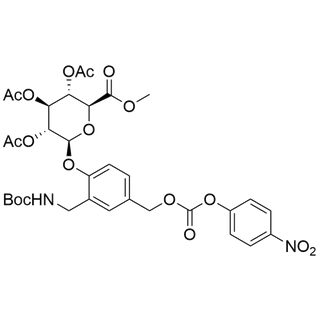 (2S,3R,4S,5S,6S)-2-(2-(((tert-butoxycarbonyl)amino)methyl)-4-((((4-nitrophenoxy)carbonyl)oxy)methyl)phenoxy)-6-(methoxycarbonyl)tetrahydro-2H-pyran-3,4,5-triyl triacetate
