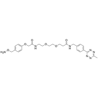 3-(2-(2-(2-(4-((aminooxy)methyl)phenoxy)acetamido)ethoxy)ethoxy)-N-(4-(6-methyl-1,2,4,5-tetrazin-3-yl)benzyl)propanamide