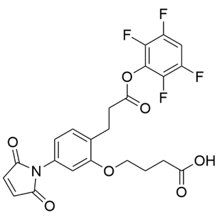 4-(5-(2,5-dioxo-2,5-dihydro-1H-pyrrol-1-yl)-2-(3-oxo-3-(2,3,5,6-tetrafluorophenoxy)propyl)phenoxy)butanoic acid