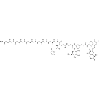 MP-Glu(4-(CH2O-carbamate-Exatecan)-2-(beta-Ala-NH)-Ph-a-D-Manp)-(pSar10-NH2)