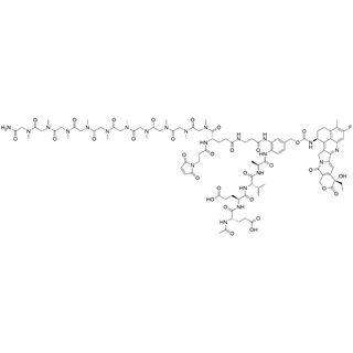 Ac-Glu-Glu-Val-Ala-PAB-(3-(MP-Glu(beta-Ala-NH)-(pSar10-NH2))-Exatecan