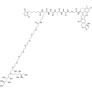 MC-Lys(1,1'-iminobis(1-deoxy)-Glucitol-PEG8)-Ala-Ala-Ala-NH-CH2-Glycolic amide-Exatecan