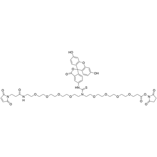 N-(Mal-PEG4)-N-Fluorescein-PEG4-NHS ester