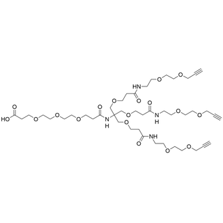 Tri-(Propargyl-PEG2-ethoxymethyl)-methane-amido-PEG3-carboxylate