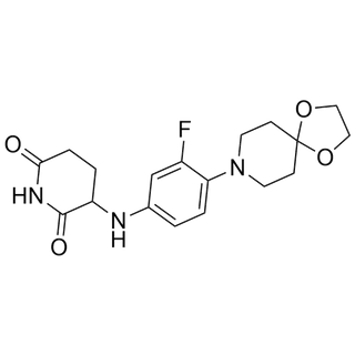 3-((3-fluoro-4-(1,4-dioxa-8-azaspiro[4.5]decan-8-yl)phenyl)amino)piperidine-2,6-dione