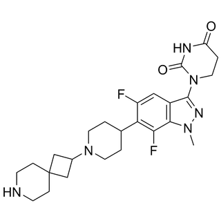 1-(6-(1-(7-azaspiro[3.5]nonan-2-yl)piperidin-4-yl)-5,7-difluoro-1-methyl-1H-indazol-3-yl)dihydropyrimidine-2,4(1H,3H)-dione