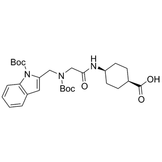 (1s,4s)-4-(2-((tert-butoxycarbonyl)((1-(tert-butoxycarbonyl)-1H-indol-2-yl)methyl)amino)acetamido)cyclohexane-1-carboxylic acid