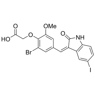 (Z)-2-(2-bromo-4-((5-iodo-2-oxoindolin-3-ylidene)methyl)-6-methoxyphenoxy)acetic acid
