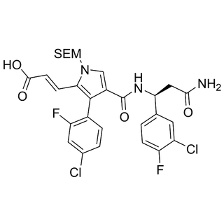 (S,E)-3-(4-((3-amino-1-(3-chloro-4-fluorophenyl)-3-oxopropyl)carbamoyl)-3-(4-chloro-2-fluorophenyl)-1-((2-(trimethylsilyl)ethoxy)methyl)-1H-pyrrol-2-yl)acrylic acid