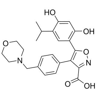 5-(2,4-dihydroxy-5-isopropylphenyl)-4-(4-(morpholinomethyl)phenyl)isoxazole-3-carboxylic acid