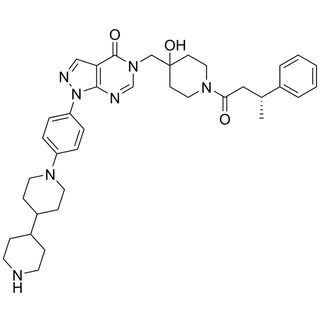 (R)-1-(4-([4,4'-bipiperidin]-1-yl)phenyl)-5-((4-hydroxy-1-(3-phenylbutanoyl)piperidin-4-yl)methyl)-1,5-dihydro-4H-pyrazolo[3,4-d]pyrimidin-4-one