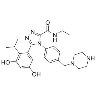 5-(3,5-dihydroxy-2-isopropylphenyl)-N-ethyl-4-(4-(piperazin-1-ylmethyl)phenyl)-4H-1,2,4-triazole-3-carboxamide
