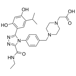 2-(4-(4-(3-(2,4-dihydroxy-5-isopropylphenyl)-5-(ethylcarbamoyl)-4H-1,2,4-triazol-4-yl)benzyl)piperazin-1-yl)acetic acid