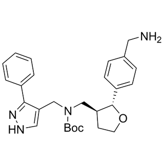 tert-butyl (((2R,3S)-2-(4-(aminomethyl)phenyl)tetrahydrofuran-3-yl)methyl)((3-phenyl-1H-pyrazol-4-yl)methyl)carbamate