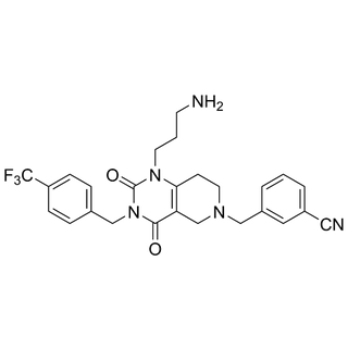 3-((1-(3-aminopropyl)-2,4-dioxo-3-(4-(trifluoromethyl)benzyl)-1,3,4,5,7,8-hexahydropyrido[4,3-d]pyrimidin-6(2H)-yl)methyl)benzonitrile