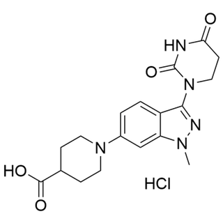 1-(3-(2,4-dioxotetrahydropyrimidin-1(2H)-yl)-1-methyl-1H-indazol-6-yl)piperidine-4-carboxylic acid hydrochloride